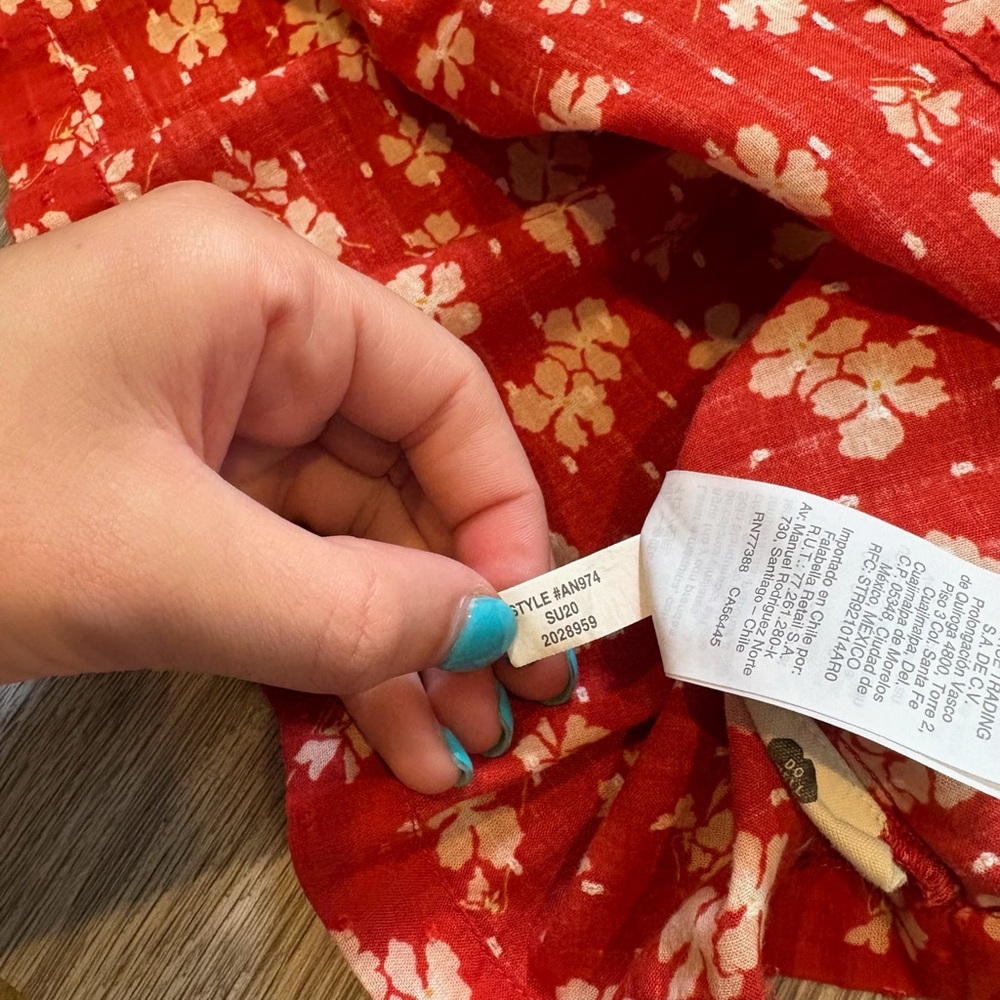 Madewell Red Floral Peplum Short Sleeve Blouse - Picture 6 of 8